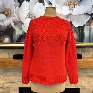 Talbots Orange Persimmon Mono Fair Isle Cotton Blend Sweater SZ MP